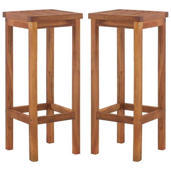 Solid Acacia Wood Bar Chairs Set of Two Outdoor Patio Furniture Weather Resistant