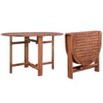 Solid Acacia Wood Oval Garden Dining Table Foldable Weather-Resistant Outdoor