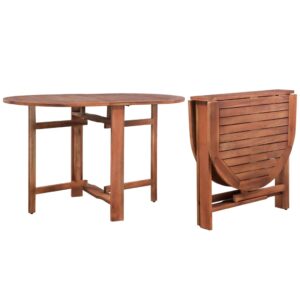 Solid Acacia Wood Oval Garden Dining Table Foldable Weather-Resistant Outdoor