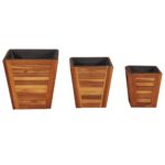 Acacia Wood Garden Planter Set Outdoor Flower Pot Raised Bed Herb Box Trio