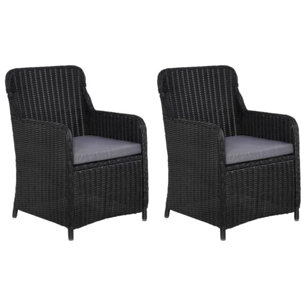 Outdoor Patio Garden Armchairs Set Comfortable Poly Rattan Cushioned Black Pair