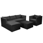 4 Piece Garden Lounge Set Poly Rattan Black and Grey