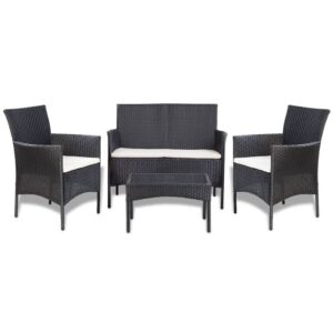 Outdoor Rattan Sofa Set Garden Patio Furniture 7PC Black Cream White Lounge