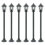 Garden Post Lights 6 pcs E27 110 cm Aluminium Dark Green