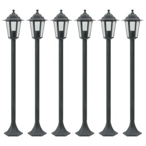 Garden Post Lights 6 pcs E27 110 cm Aluminium Dark Green