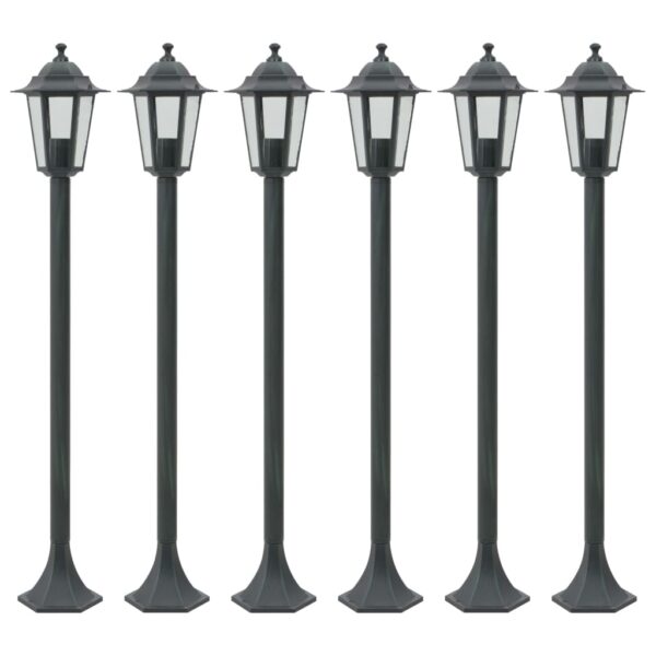 Garden Post Lights 6 pcs E27 110 cm Aluminium Dark Green