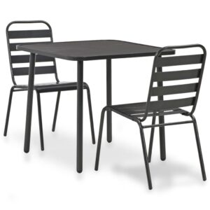 3 Piece Bistro Set Steel Dark Grey