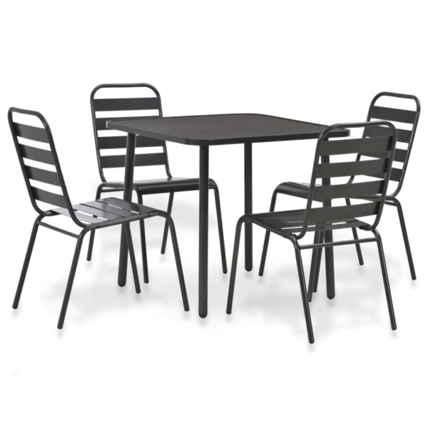 5 Piece Outdoor Dining Set Steel Dark Grey