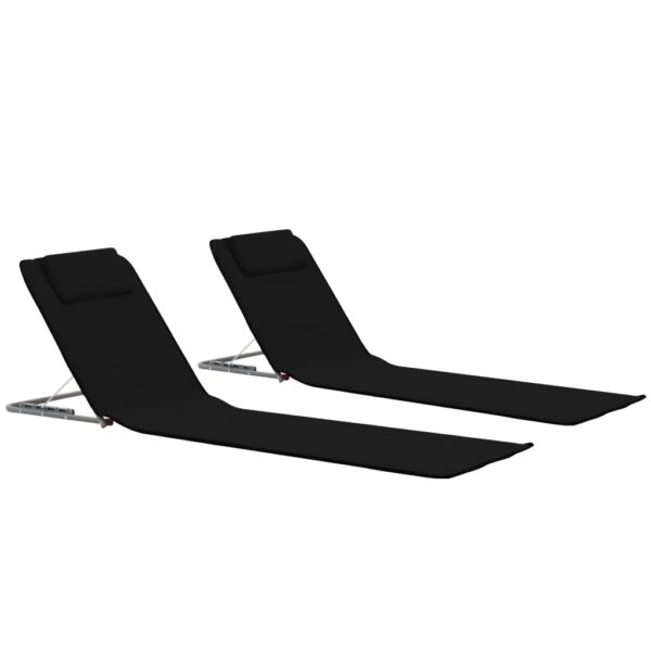 Folding Beach Mats with Backrests Portable Sun Loungers Adjustable Headrest