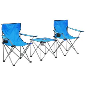 Portable Folding Camping Table Chair Set Outdoor Picnic Beach Blue Durable