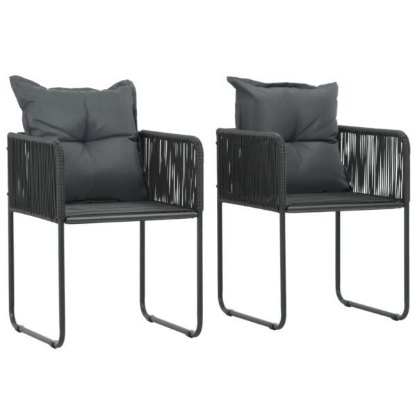 Outdoor Rattan Dining Chairs Set with Back Pillows Garden Patio Furniture Black