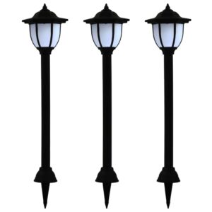 Solar LED Garden Lights Set of Three Outdoor Pathway Decorative Black Lighting