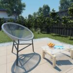 Stylish Outdoor Garden Patio Moon Chair Poly Rattan Water Resistant Grey Seat