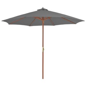 Outdoor Garden Parasol Sun Shade UV Protective Crank System Anthracite Fabric