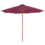 Outdoor Patio Garden Parasol Sun Shade UV Protection Crank System Bordeaux Red