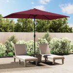 Elegant Bordeaux Red Outdoor Parasol UV Protection Crank System Air Vent Patio