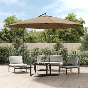 Luxury Outdoor Cantilever Parasol UV Protection Crank Tilt Taupe Garden Umbrella