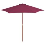 Outdoor Parasol with Wooden Pole 270 cm Bordeaux Red