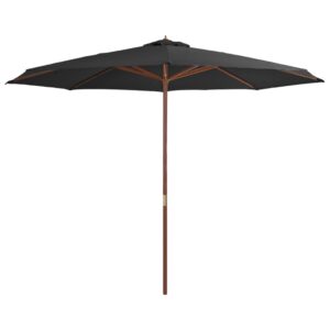 Outdoor Parasol with Wooden Pole 350 cm Anthracite