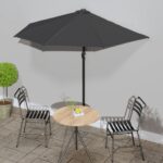 Elegant Half Round Outdoor Patio Umbrella UV Protection Crank System Anthracite