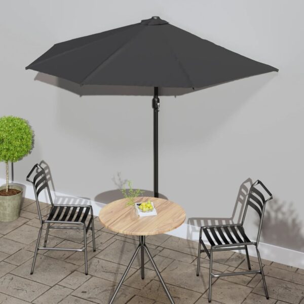 Elegant Half Round Outdoor Patio Umbrella UV Protection Crank System Anthracite