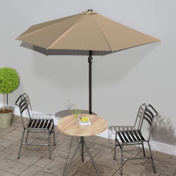 Elegant Half Round Outdoor Patio Umbrella UV Protective Crank System Taupe Shade