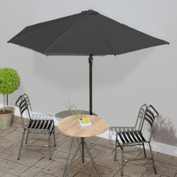 Elegant Half Round Outdoor Patio Umbrella Sunshade UV Protection Crank System