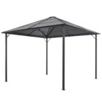 Gazebo with Roof Aluminium 3x3 m Black