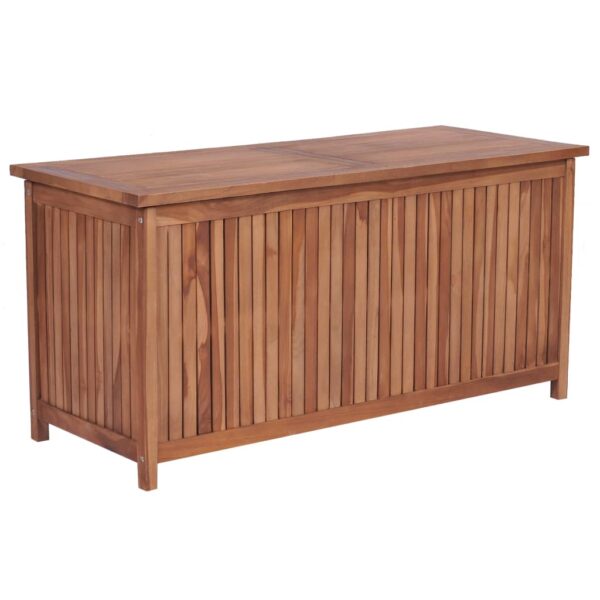 Solid Teak Wood Garden Storage Box Rustic Outdoor Indoor Bench with Water-Resistant Lining