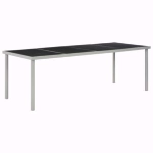 Garden Table Black 220x90x74.5 cm Steel