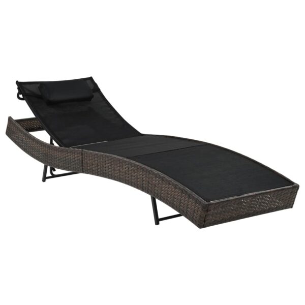 Adjustable Outdoor Rattan Sun Lounger with Comfort Pillow Garden Patio Furniture