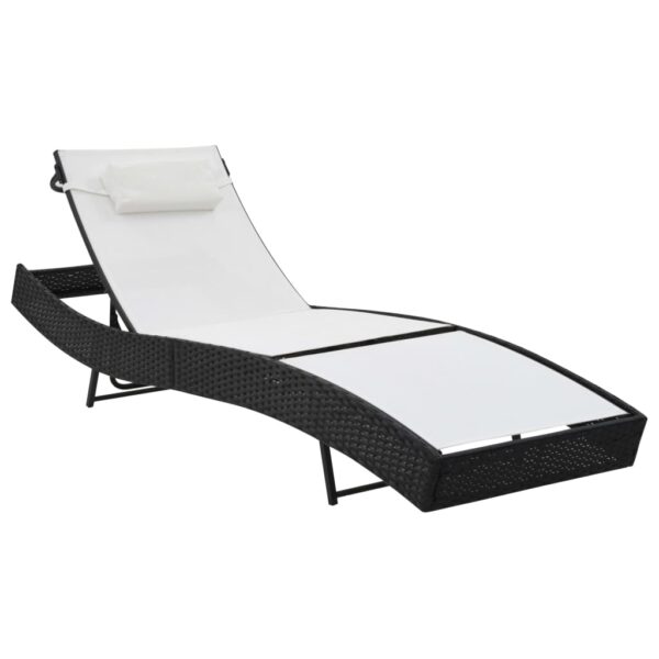 Adjustable Outdoor Rattan Sunbed with Pillow Weather Resistant Patio Lounger