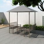 Elegant Outdoor Garden Pavilion Set with UV-Resistant Canopy and Benches