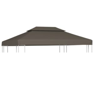 Water-Resistant Taupe Gazebo Canopy Top Cover Dual Tier Outdoor Sunshade Fabric