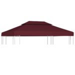 Water-Resistant Dual Tier Gazebo Canopy Top Bordeaux Polyester Sunshade Cover