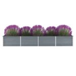 Galvanised Steel Garden Raised Bed Planter Outdoor Vegetable Herb Flower Box Gray