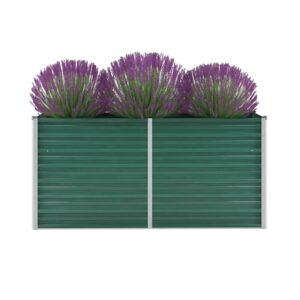 Garden Raised Bed Galvanised Steel 160x40x77 cm Green