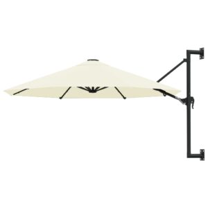 Outdoor Wall-Mounted Garden Umbrella Sun Shade UV Protection Crank System Sand