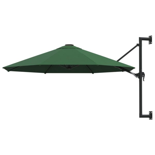 Green Outdoor Wall-Mounted Garden Umbrella Sun Shade UV Protection with Crank