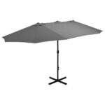 Extra Large Double-Top Outdoor Parasol UV Protection Easy Clean Crank System