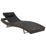 Adjustable Rattan Sun Lounger Textilene Fabric Outdoor Patio Garden Pool Bed