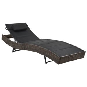 Adjustable Rattan Sun Lounger Textilene Fabric Outdoor Patio Garden Pool Bed