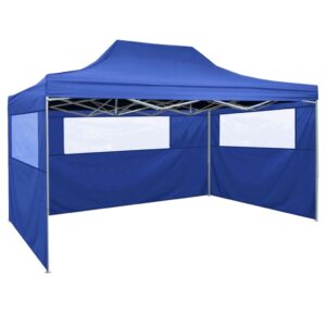 Foldable Tent with 3 Walls 3x4.5 m Blue