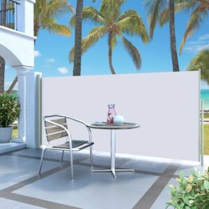 Retractable Side Awning UV Water Resistant Privacy Screen Patio Garden Cream