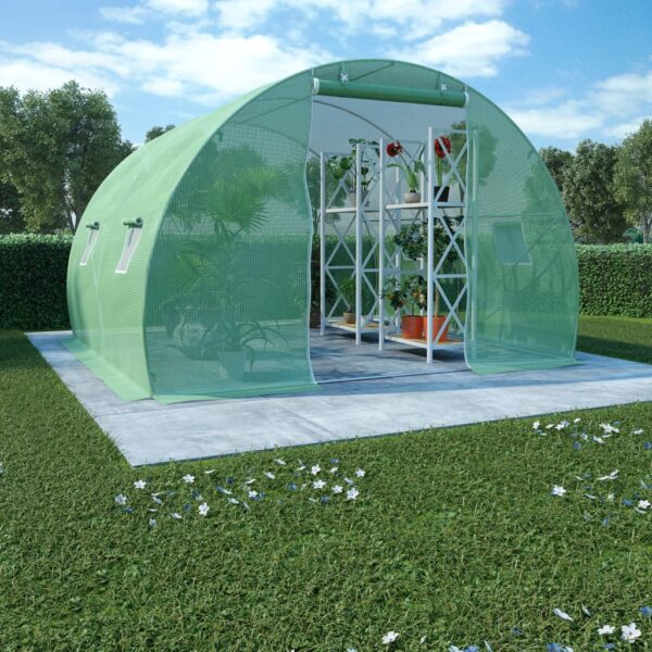 Spacious Walk-In Greenhouse PE Mesh Fabric Galvanized Steel Frame with Door Window