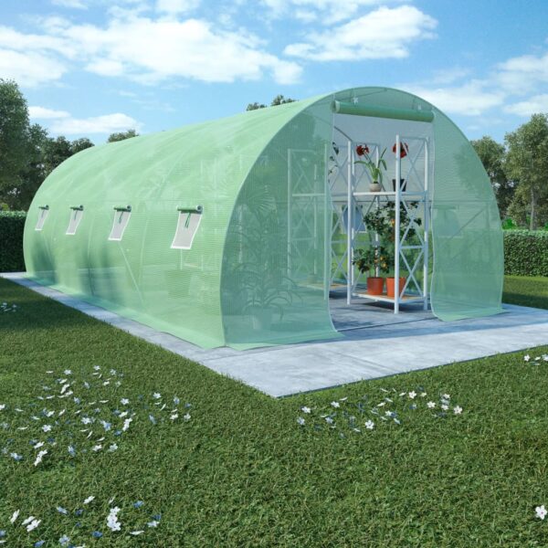 Spacious Walk-In Greenhouse Large PE Mesh Fabric Plant House with Ventilation Windows