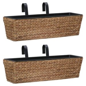 Water Hyacinth Garden Planter Set Outdoor Woven Flower Pot Decor with Inner Pots