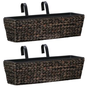 Water Hyacinth Garden Planter Set Outdoor Indoor Woven Flower Pot Decor Brown