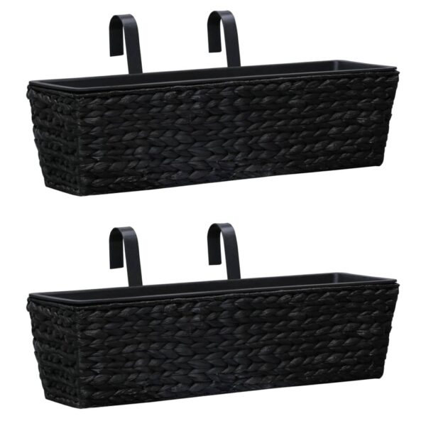 Chic Black Water Hyacinth Outdoor Garden Planter Set with Inner Pots Patio Decor