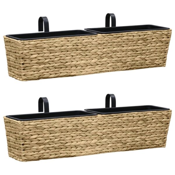 Water Hyacinth Garden Planter Set Outdoor Patio Balcony Woven Pots Decor Pair